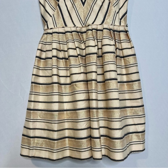 J. Crew Metallic Striped Fit & Flare Deep V-Neck Cocktail Dress. Size 4. - Picture 5 of 12